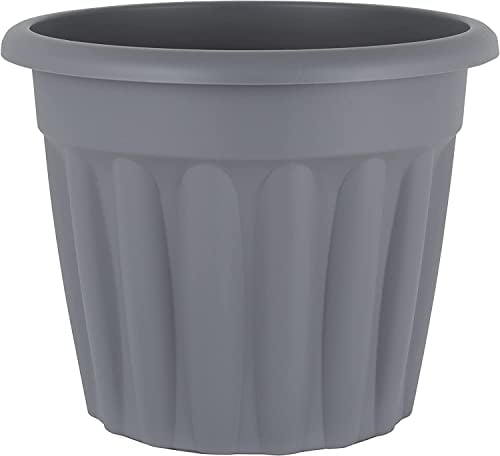 JMS we create smile 1 x 50cm Large Upcycled Grey Plastic Round Planter Indoor/Outdoor Plant Pot Lightweight & Weather Resistant Garden Planters Plant Herb Flower Nursery Pot Gardening