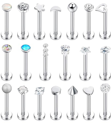 JeryWe 16G Edelstahl vorwärts Helix Monroe Labret Lip Nose Ohrstecker für Männer Frauen Tragus Knorpel Ohrstecker Cz Kugeln Herz Blume Medusa Piercings S