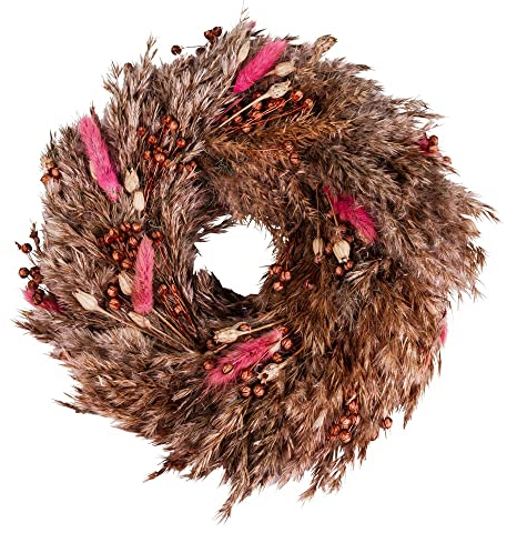 matches21 Hübscher Türkranz Feldblumen Blumenkranz Wandkranz Tischkranz Trockenblumen Natur rosa 1 STK Ø 30 cm