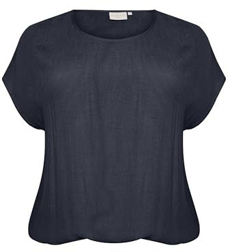 Kaffe Curve Damen Plus-Size Women's Blouse Short Batwing Sleeves Casual Fit Crew Neck Bluse, Midnight Navy, 42/Grande Taille