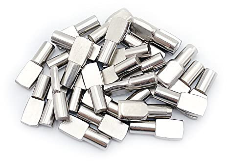 LICQIC 20 Stück Regalstifte, Metall-Regalstützklammern für 5 mm Loch, Regalhalterungen für Schrank, Möbel, Küche, Kleiderschrank, Regale, Stil 2, passend für 5 mm Loch