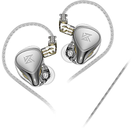 Yinyoo KZ ZEX Pro in Ear Monitor, KZ x Crinacle CRN ZEXPro IEM Auricolari con 1 Driver Elettrostatico 1DD 1BA Hybrid Auricolari per Audiphiles Musicician (senza mic, argento)