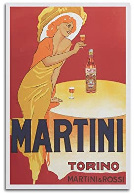 WELTS Vintage-Poster, Torino Martini & Rossi, dekoratives Gemälde, Leinwand, Wand- und Kunstbild, Familien-Schlafzimmer, 30 x 45 cm