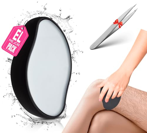 Haarentferner, schmerzfrei und Peeling, entfernt Haare, Haare und abgestorbene Haut in einem Schritt, Körperhaarentfernung für Damen und Herren, inkl. Pinzette für Augenbrauen