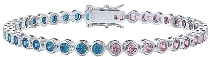 Ayoiow Sterlingsilber Armband Damen Silber Blau Rosa Tennisarmbänder Dennis Chain Zirkonia