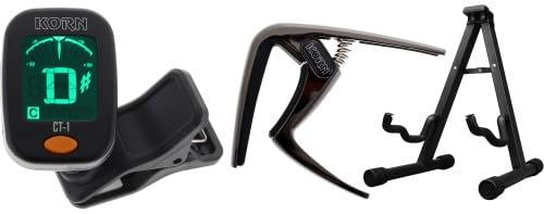 KORN Western/E-Gitarre Zubehörpaket Stand + Tuner + Kapodaster