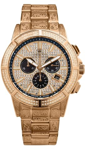 LOUIS XVI Majesté Iced Out 1128 - Ø43 mm - Herren Uhr - Wasserdicht - Mit Saphirglas - Armband Rosegold - Zifferblatt CZ-Diamanten - Schweizer Quarzwerk