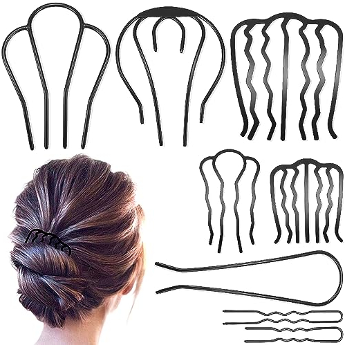 Zepitniy 8 Pièces Epingles Cheveux Femme Peignes à Cheveux en Forme de U Pince à Cheveux Peigne Chignon Forme de U Épingles à Cheveux en Métal Peigne Latéral pour Femme Fille