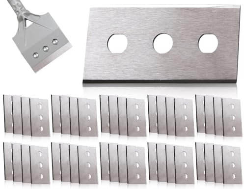 Lhbwhiz Confezione da 40 raschietti per piano cottura in ceramica a tre fori,lame di ricambio in metallo universali,raschietto per piano cottura in vetroceramica(argento,43 x 22 x 0,2 mm)