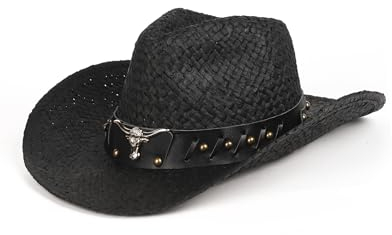 Zylioo Cowboy Sonnenhut für Großen Kopf,Sommer Strohhut Größe 57cm,UV Schutz Sonnen Strandhut Urlaub Größe M