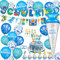 Maqhpu Einschulung Deko, Deko Einschulung Mädchen Junge, Schulanfang Deko, Schulanfang Mädchen Junge, Schulkind Banner, 2025 Zuckertüten Girlande, Schultüte Folienballon (Blau)