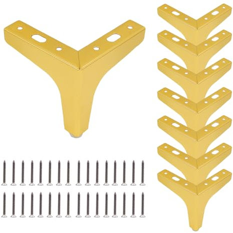 Toolzia 8Pcs Metal Triangle Furniture Legs 17cm/6.69 Inch,Modern Gold Sofa Legs DIY Replacement for Cabinet Cupboard Sofa Couch Chair Ottoman