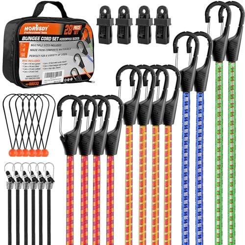 Premium 28-Piece Bungee Cords Assortment with Hooks (10 to 48 Inch)