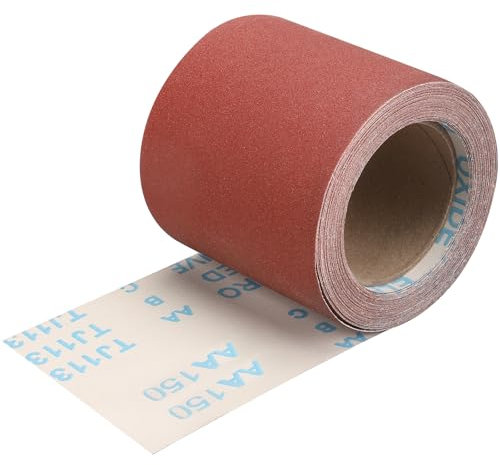 Shineboc Schleifpapier Rolle 115 mm x 10 m Körnung 150 für Hartholz, Farbe auf Holz für Handschleifer Schwingschleifer