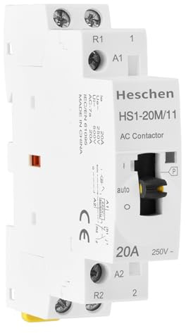 Heschen Disjoncteur domestique modulaire AC, HS1-20M/11, 20A, 2 pôles, 1NO 1NC, bobines 220VAC, montage sur rail DIN 35mm, avec interrupteur de commande manuel