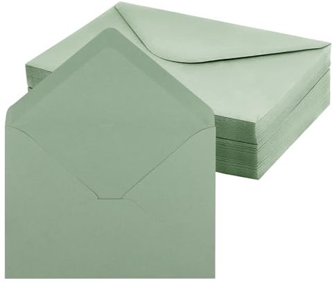 Briefumschläge, 50 Stück Umschläge mit Nassklebung, 120 g/m² Briefumschlag Kuvert für Grußkarten, Hochzeit Einladung, Geburtstagskarten Briefkuvert (Grün, 13,3 x 18,3cm)