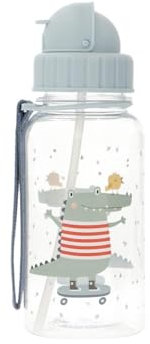 Tutete Trinkflasche für Kinder mit weichem Strohhalm | Tritan-Wasserflasche, 500 ml, BPA-frei, spülmaschinenfest, Tragegriff und auslaufsicherer Verschluss, leicht zu öffnen | Croc