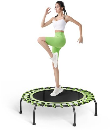 The Fellie Rebounder Trampoline for Adults 40 Mini Trampoline Indoor Fitness Trampolines Small Bungee Rebounder for Workout Exercise, Green
