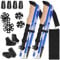 WILLONG Wanderstöcke Faltbar Carbon Oder Aluminium mit Korkgriff-115-135 cm Klappbar & Ultra-leicht- Damen & Herren Trekkingstöcke & Nordic Walking Stöcke - Wanderstock mit Gummipuffer (Blau)