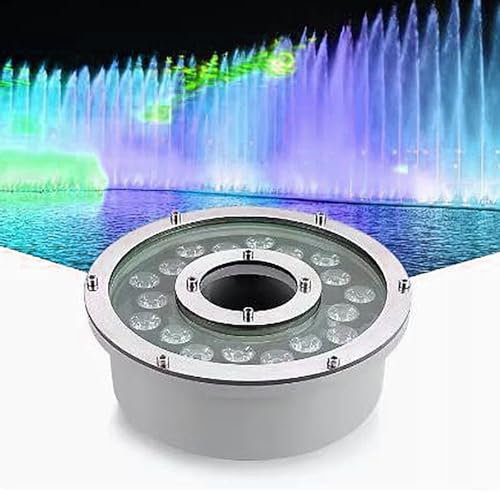 Eingebettet Pool Scheinwerfer - Ringbrunnenlicht, AC 24V Einbaustrahler, IP68 wasserdichtes Unterwasser-Mittelloch-Landschaftslicht, Unterwasser-Dekorationsbeleuchtung, einfach zu installieren(Red Lig