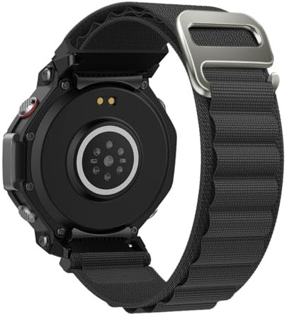 KeeFos Alpine Loop Armband Kompatible mit Amazfit T-Rex 3, Nylon Titan G-Haken Armbänder Ersatzarmband für Amazfit T-Rex 3 - Schwarz