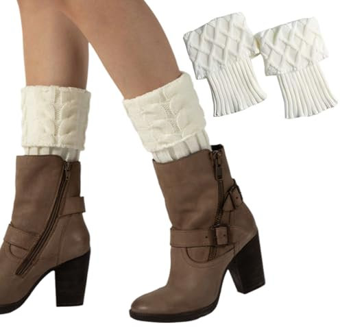 DWFEYOI Stulpen Damen, Stulpen Damen Winter Beinwärmer, Stricken Häkelarbeit Kurze Leg Warmers Mädchen Stiefel Boot Abdeckung für Winterwärmer