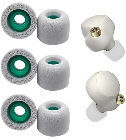 Alriedy 3 Paar Memory Foam Ear Buds Ohrstöpsel Ersatz für Sony WF-1000XM4 Kopfhörer,M,Schaumstoff-Ohrstöpsel,Ohrstöpsel Ersatz Sony Foam,Passend für Ladecase,Größe M,Grau