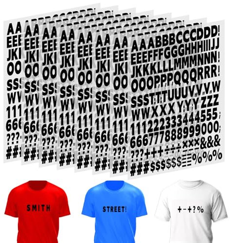 1328 Pieces Iron-On Letters and Numbers A-Z Iron-On Letters for Textiles 0-9 Numbers for Ironing Black Waterproof Vinyl Letters Iron-On Patches for Clothing T-Shirt Printing DIY
