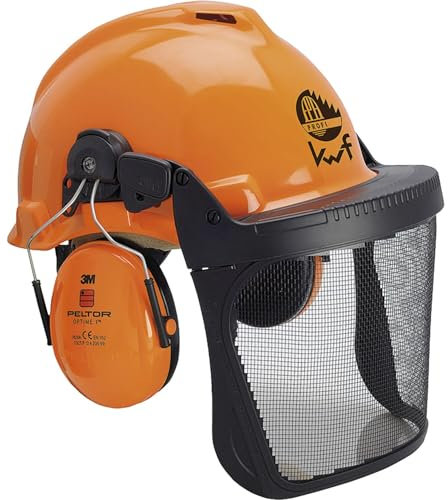 3M Forst Zubehör - Forsthelm mit Visier und Gehörschutz, geeignet für Kopfgrößen von 53-62cm, HDPE orange
