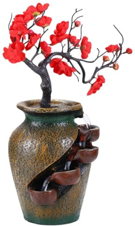 Fontaine d'intérieur en forme de cascade à 4 niveaux avec arbre artificiel | Décoration d'intérieur pour chambre à coucher, salon