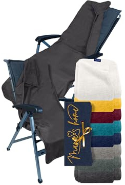 Marie´s Home Frottee - Schonbezug für Gartenstuhl und Gartenliege Gartenstuhlauflagen 60x130 für Campingstuhl Campingliege Klappstühle Saunaliege Strandliegen Poolliegen, 60 x 130 cm, anthrazit
