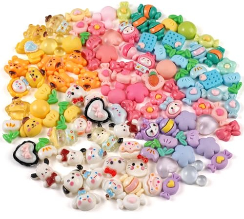 100 Stücke Super Niedlich Slime Charms, Cute Charm, Süßigkeiten Harz Flatback, Cute Slime Charms Mixed Set, für DIY Craft, Handyhülle, Schmuckherstellung, Haarclip, Scrapbooking, Zufälliger Stil