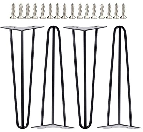 CVQJL Lot de 4 Pieds de Table en métal à épingles à Cheveux (80 cm de Hauteur) pour projets de Bricolage à Domicile