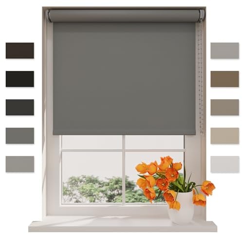 DTCH® Verdunklungsrollo ohne Bohren, stahlgrau, 210 x 190 cm | 100% verdunkelnd, inkl. Klemmfix, Wand- oder Deckenmontage, Breite kürzbar, kindersicher, Breiten bis 240 cm