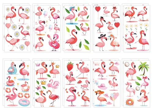 20 Flamingo Tattoo Aufkleber, Simulation Tattoo Aufkleber, Party Körperdekoration Aufkleber, Sommer Gemalte Aufkleber, Modeaufkleber.