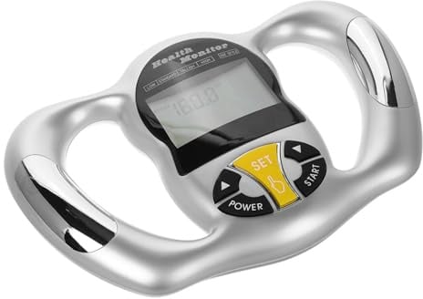 Digitales Körperfettmessgerät mit LCD Bildschirm für Erwachsene, Tragbar | ABS Gehäuse, Silberfarben, 1 Stück, Fitnessfortschritt und Kalorienberechnung, Random Logo