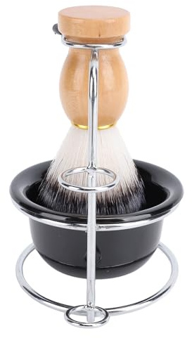 Brrnoo Rasierpinsel-Set, Pflegeset, Synthetisches Haar, Edelstahlständer, Herren-Haarstyling