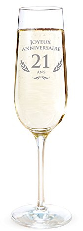 AMAVEL - Flûte de champagne avec gravure pour les 20 ans - Cadeau d'anniversaire pour hommes et femmes - Idée cadeau pour femmes - Verre à champagne et vin mousseux - Flûte de champagne - Standard