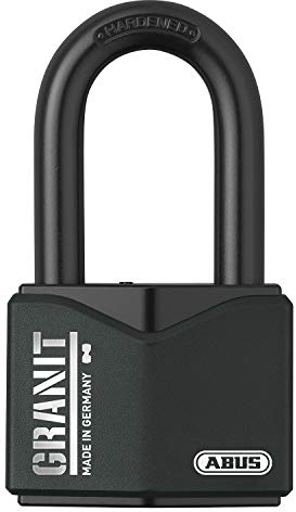 ABUS Granit 37/55HB50#SZP High Shackle Padlock Security Card and Key with LED Light - Outdoor Use - ABUS Security Level 10 - Black