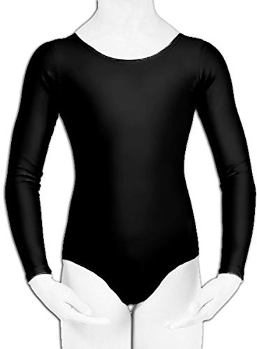 Crazy Chick® New Girl Children Ballet Dance Leotard Bodysuit Gymnastics Long Sleeved Dancewear Fancy Dress UK Age 3-13 Year (Black, 9-10 Years)