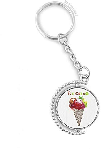 DIYthinker Aquarell Blätter Kegel Eiscreme Drehbare Schlüsselanhänger Ringe 1.2 Zoll x 3.5 Zoll Mehrfarbig