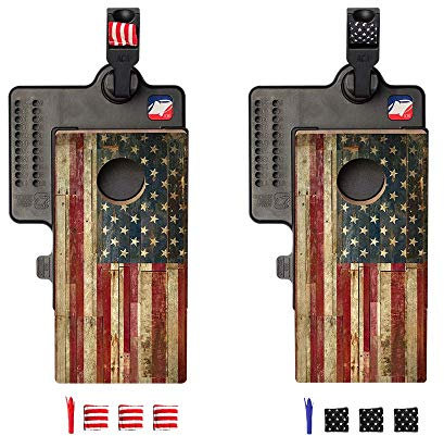 ACA American Cornhole Association Tisch-Mini-Cornhole-Spiel-Set, amerikanische Flagge, rustikal