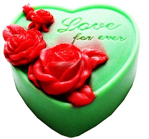 Stampo in silicone a forma di cuore - fiori di rosa - love forever - amore per sempre - sapone - resina - gesso - diy - fai da te - hobby - calchi - stampino per utilizzo artigianale