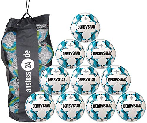 Derbystar 10 x Jugendball - BRILLANT Light Dual Bonded inkl. Ballsack, Größe:4