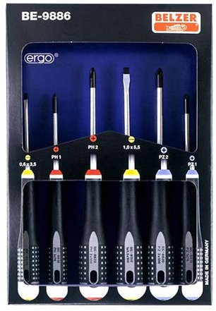 Bahco BE-9886 Set of 6 Ergo Screwdrivers Slotted PH PZ