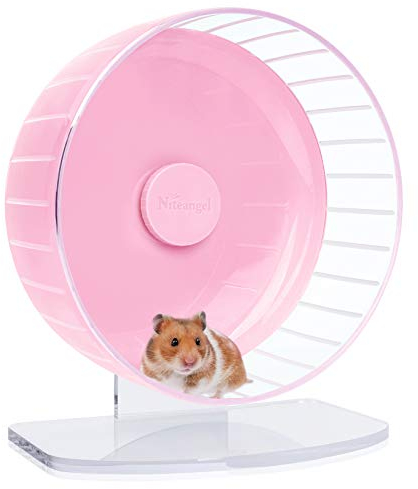 Niteangel Superleise Hamster-Übungsräder: Leise Spinner-Hamster-Laufräder mit verstellbarem Ständer für Hamster, Rennmäuse, Mäuse oder andere Kleintiere (L, Rosa)