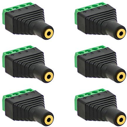 6X Klinken Buchse 2,5mm Adapter > Terminal Block 4-Pin Schraub Klemmen Vergoldet