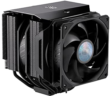 Cooler Master MasterAir MA624 Stealth CPU Air Cooler, Dual Tower Heatsink, Push-Pull SickleFlow 140 V2 Fans, 6 Heat Pipe Array, Easy Installation, Matte Black Finish - Universal Socket Compatibility