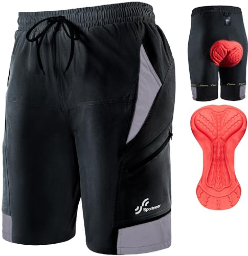 Sportneer MTB Cycling Shorts Men's Padded Cycling Shorts Men's Cycling Shorts 3D Lined Mountain Bike Cycling Sports Cycling Outdoor