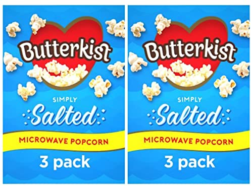 Microwave Popcorn Butterkist 2 Boxes Salted Variety 3 x 60g Bags in Each Box Instant Party Night In Cinema Food Salty